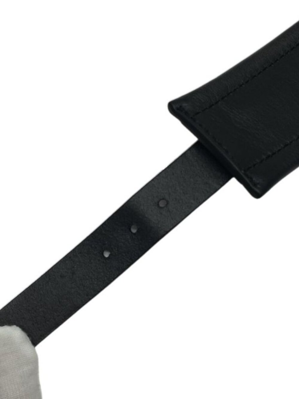 Gucci Interlocking Chain Belt Choker Black Leather Silver - Picture 3 of 10